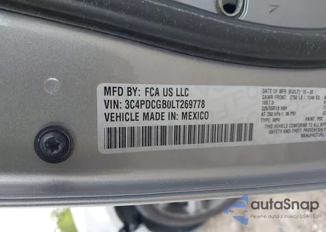 2020 Dodge Journey Crossroad из США, поврежденный, VIN 3C4PDCGB0LT269778